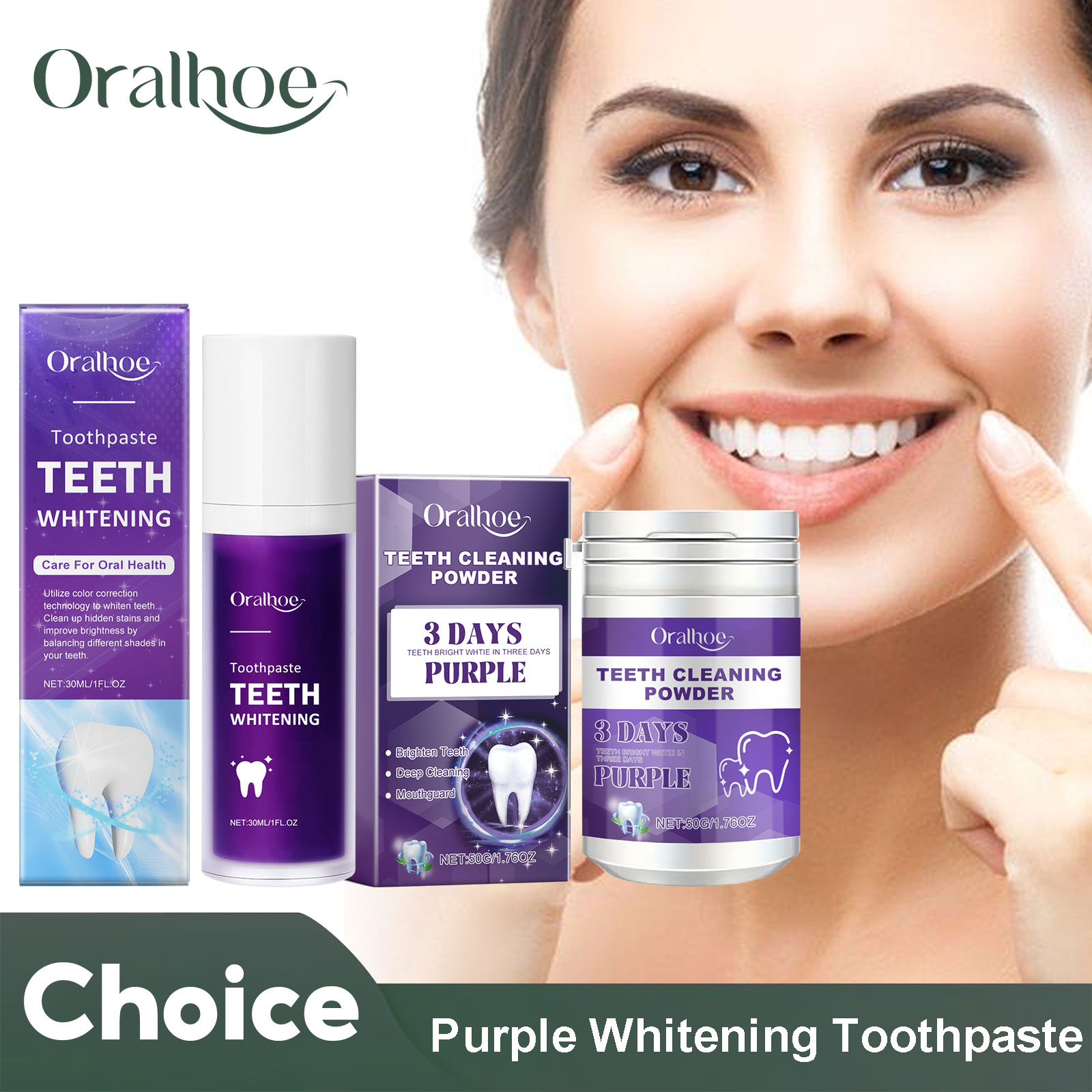 Teeth Whitening Powder - Purple Corrector Teeth Whitening Toothpaste Deep