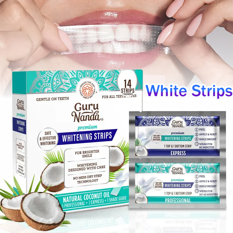 Teeth Whitening Session - 1/2/3 Boxes Coconut Oil White Strips,Tooth