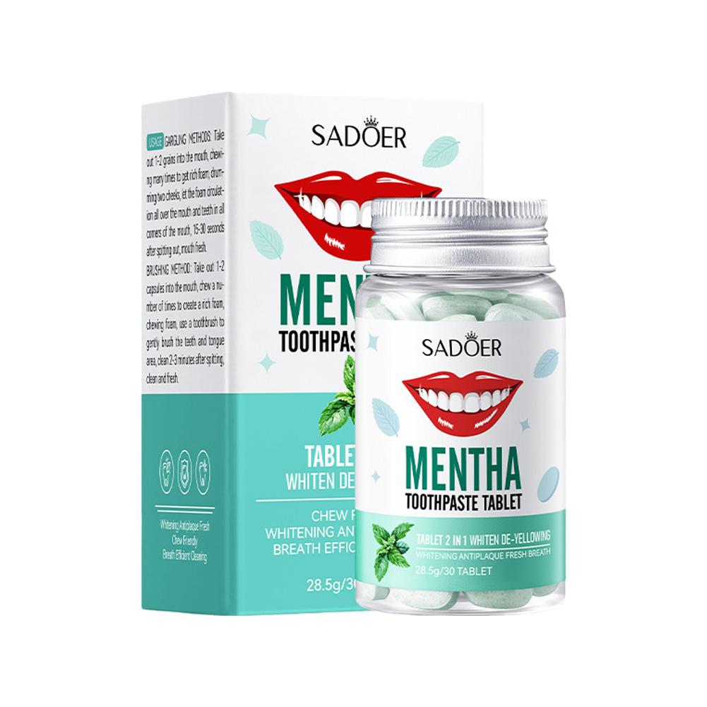 Teeth Whitening Procedure - Mint Solid Toothpaste Tablets Mint Flavors