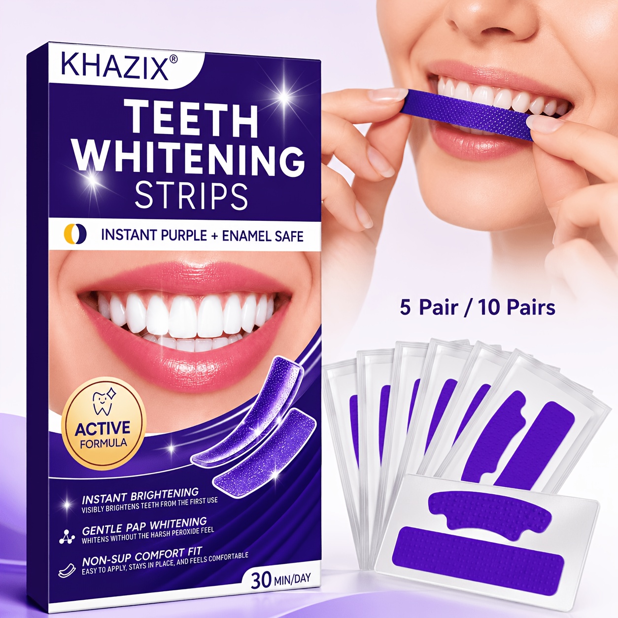 5/10pairs Purple Teeth Whiteni - Teeth Whitening Street 评论和价格